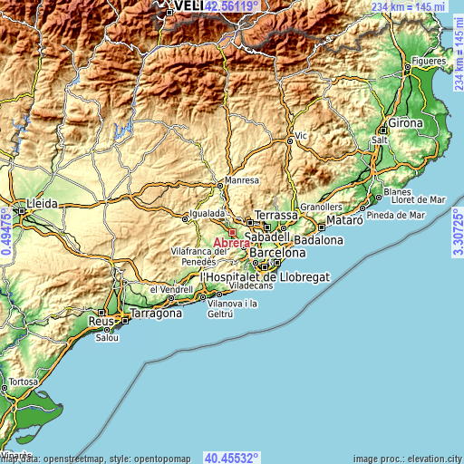 Topographic map of Abrera