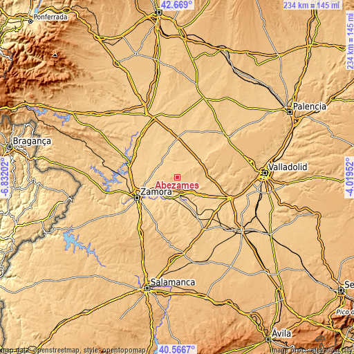 Topographic map of Abezames