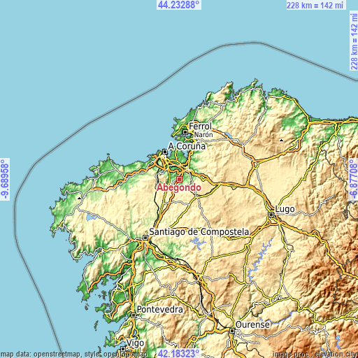 Topographic map of Abegondo