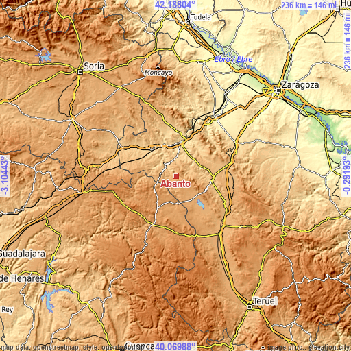 Topographic map of Abanto