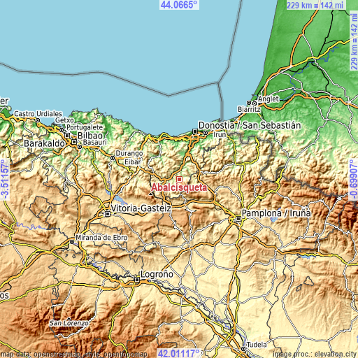 Topographic map of Abaltzisketa