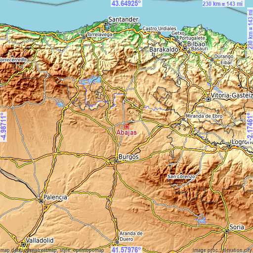 Topographic map of Abajas