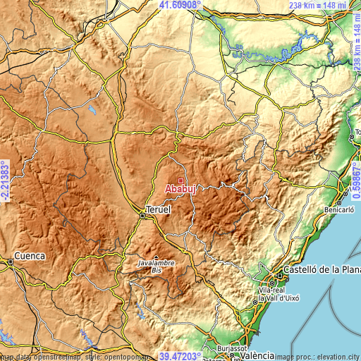 Topographic map of Ababuj