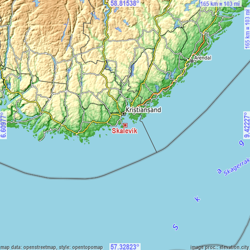 Topographic map of Skålevik