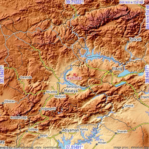 Topographic map of Aydınlar