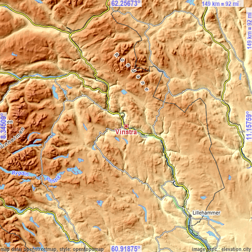 Topographic map of Vinstra