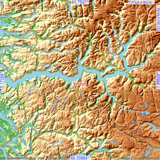 Topographic map of Vikøyri