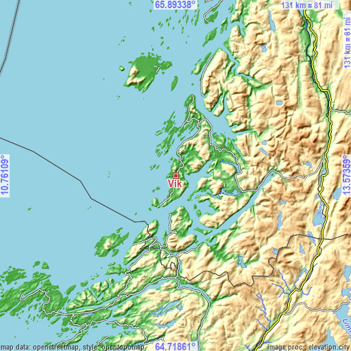 Topographic map of Vik