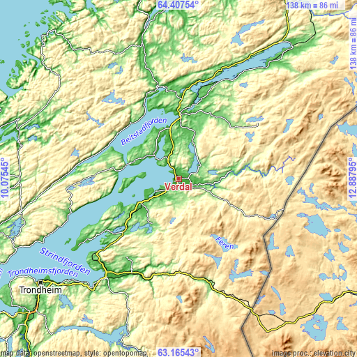 Topographic map of Verdal