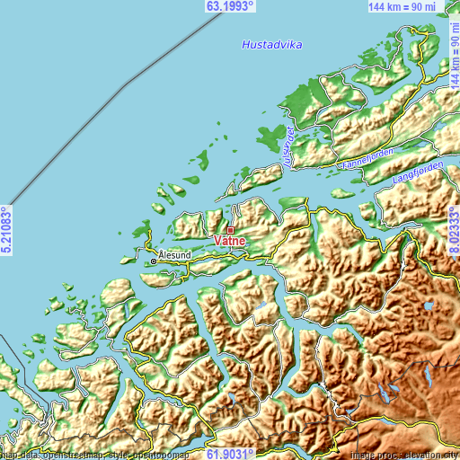 Topographic map of Vatne