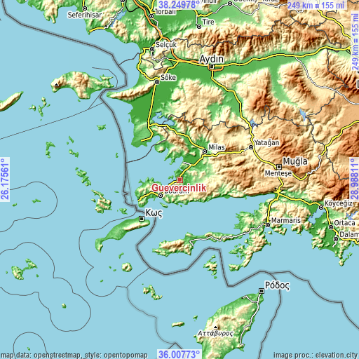 Topographic map of Güvercinlik