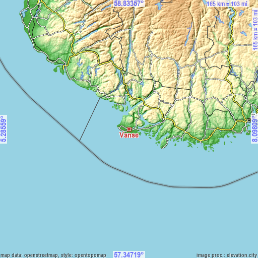 Topographic map of Vanse