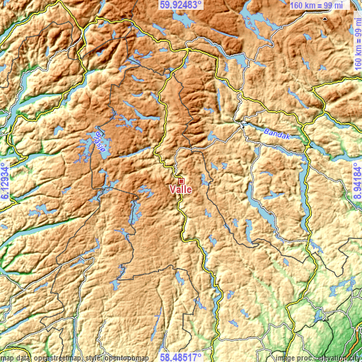 Topographic map of Valle