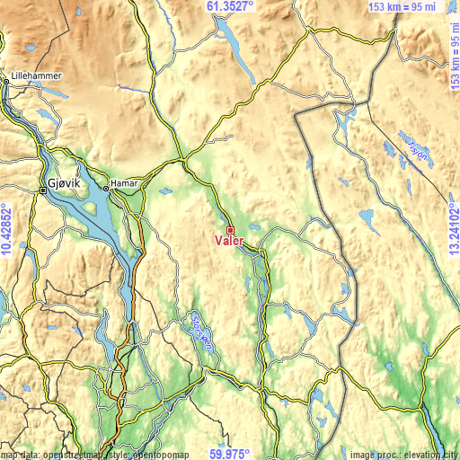 Topographic map of Våler