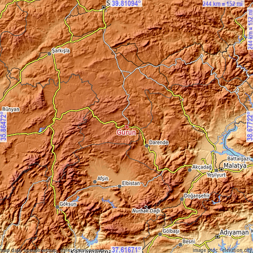 Topographic map of Gürün