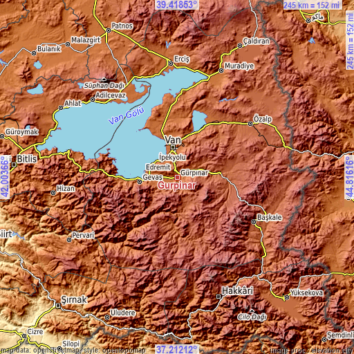 Topographic map of Gürpınar