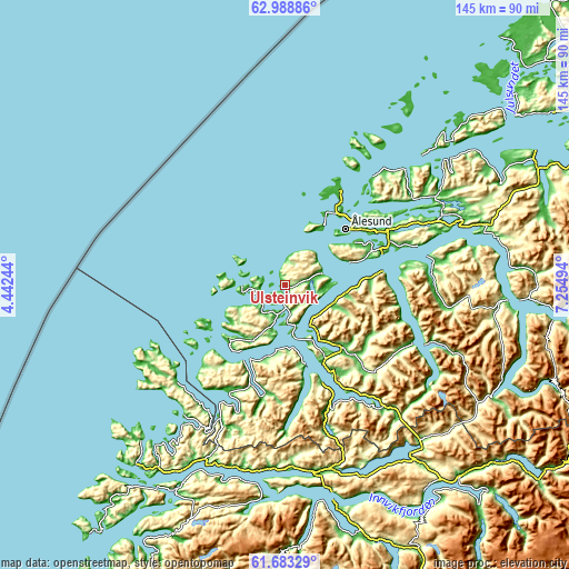 Topographic map of Ulsteinvik