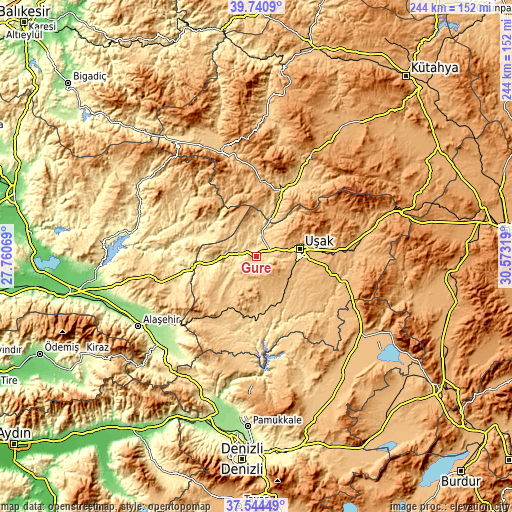 Topographic map of Güre