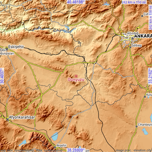 Topographic map of Günyüzü