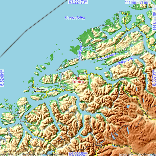 Topographic map of Tomra