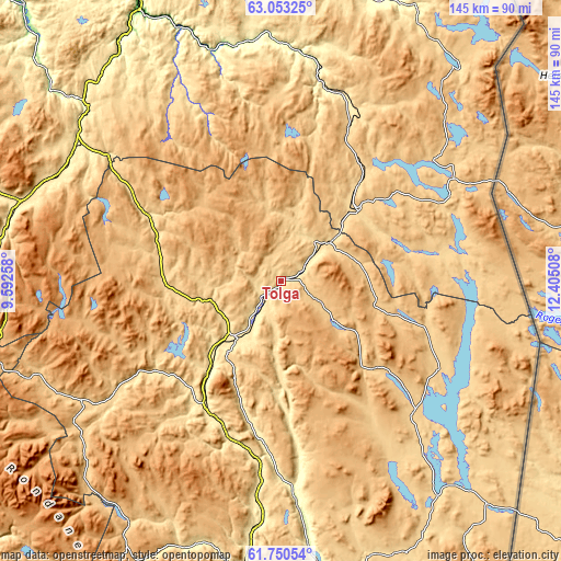 Topographic map of Tolga