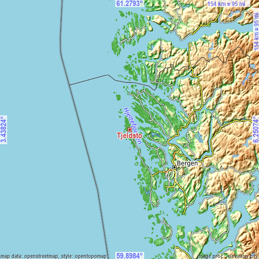 Topographic map of Tjeldstø