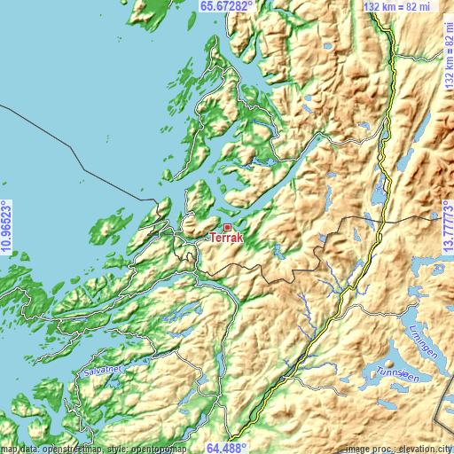 Topographic map of Terråk