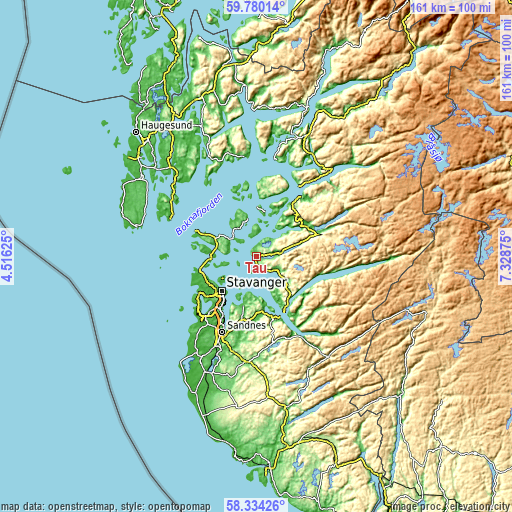 Topographic map of Tau