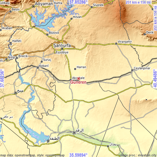 Topographic map of Güneren