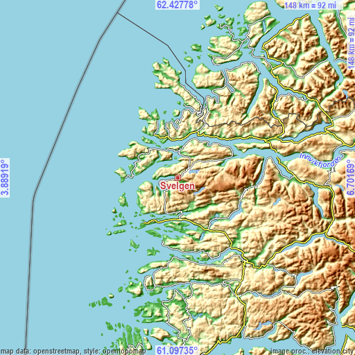 Topographic map of Svelgen