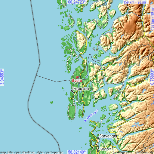 Topographic map of Sveio