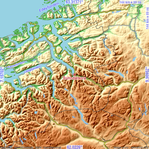 Topographic map of Sunndalsøra