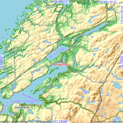 Topographic map of Straumen