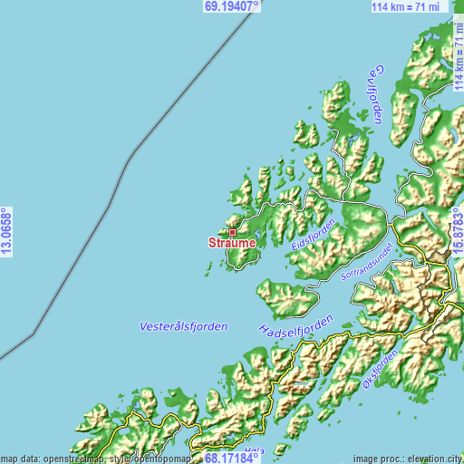 Topographic map of Straume