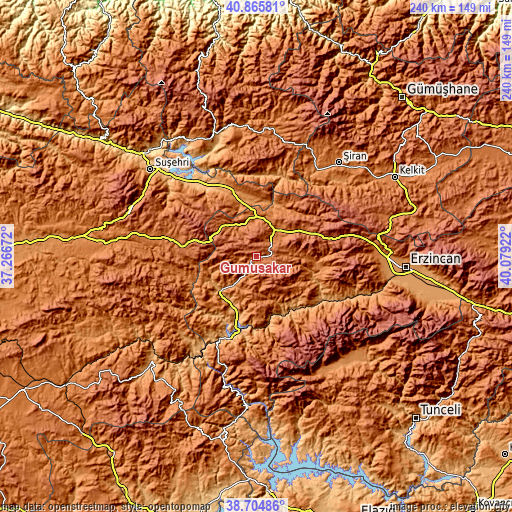 Topographic map of Gümüşakar