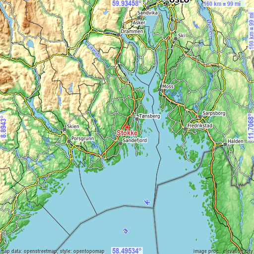 Topographic map of Stokke