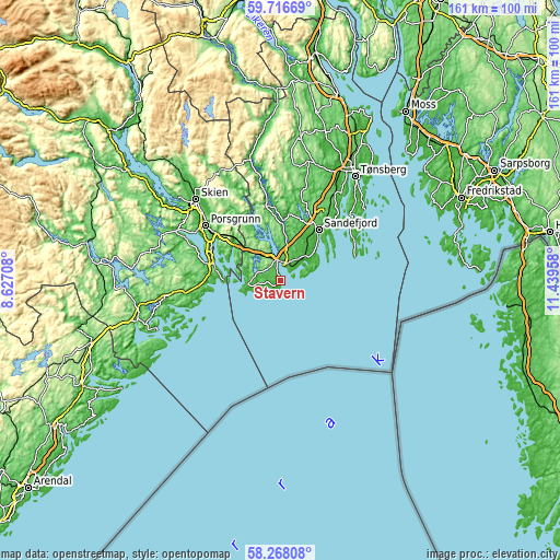 Topographic map of Stavern