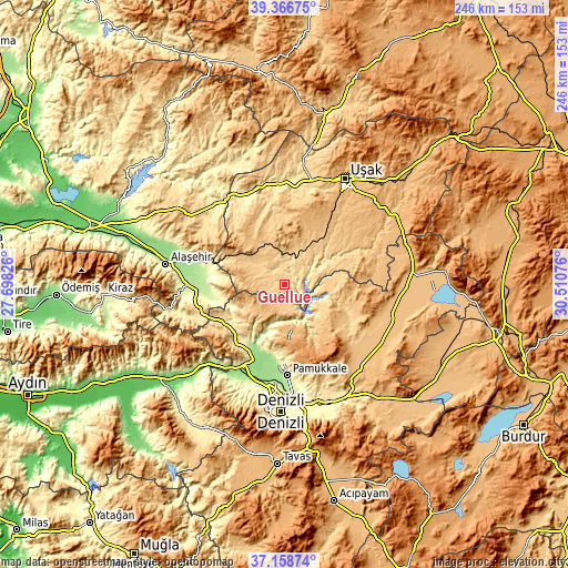 Topographic map of Güllü