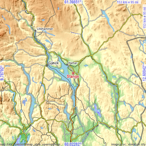 Topographic map of Stange