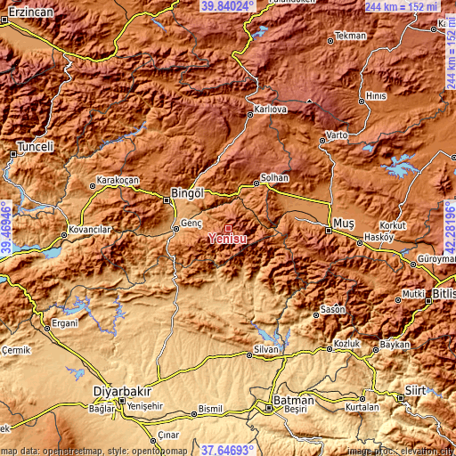Topographic map of Yenisu