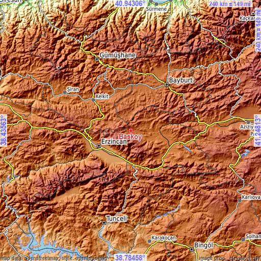 Topographic map of Başköy