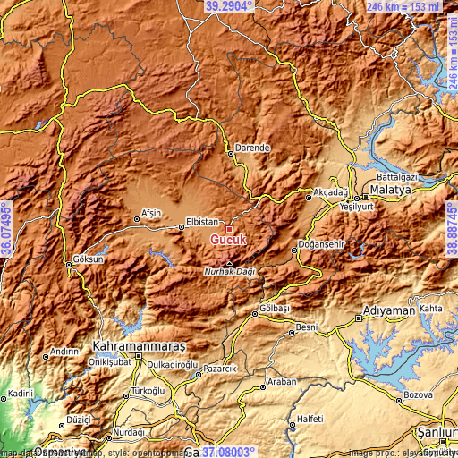 Topographic map of Gücük