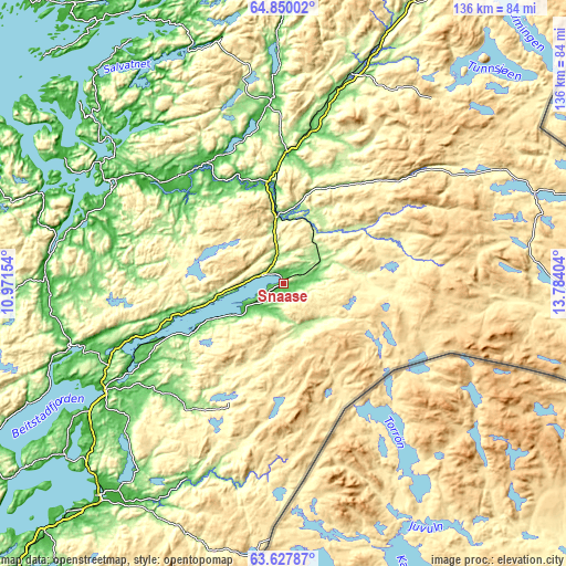 Topographic map of Snåase