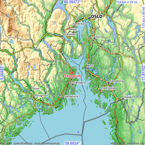 Topographic map of Skoppum