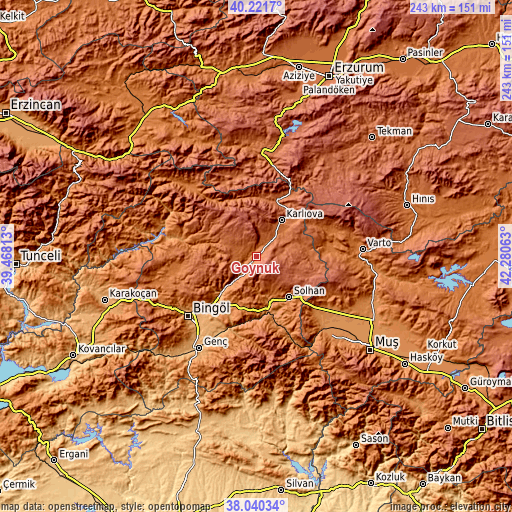 Topographic map of Göynük