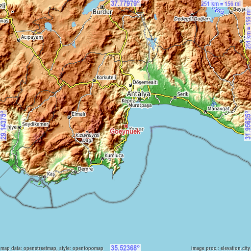 Topographic map of Göynük