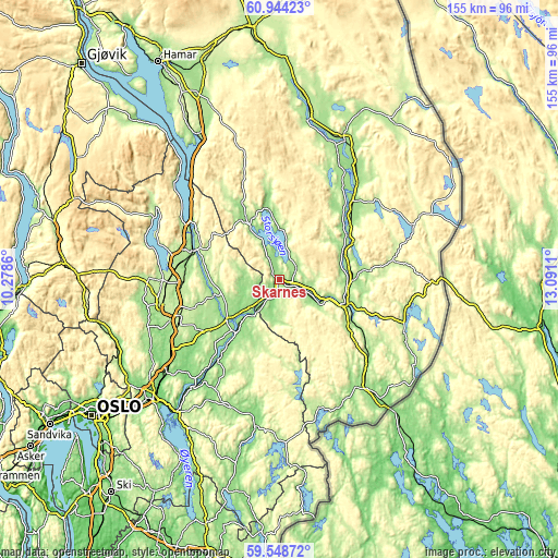 Topographic map of Skarnes