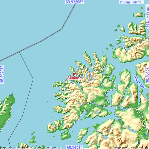 Topographic map of Skaland
