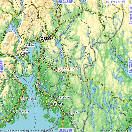 Topographic map of Skjønhaug