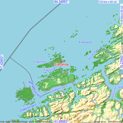 Topographic map of Sistranda